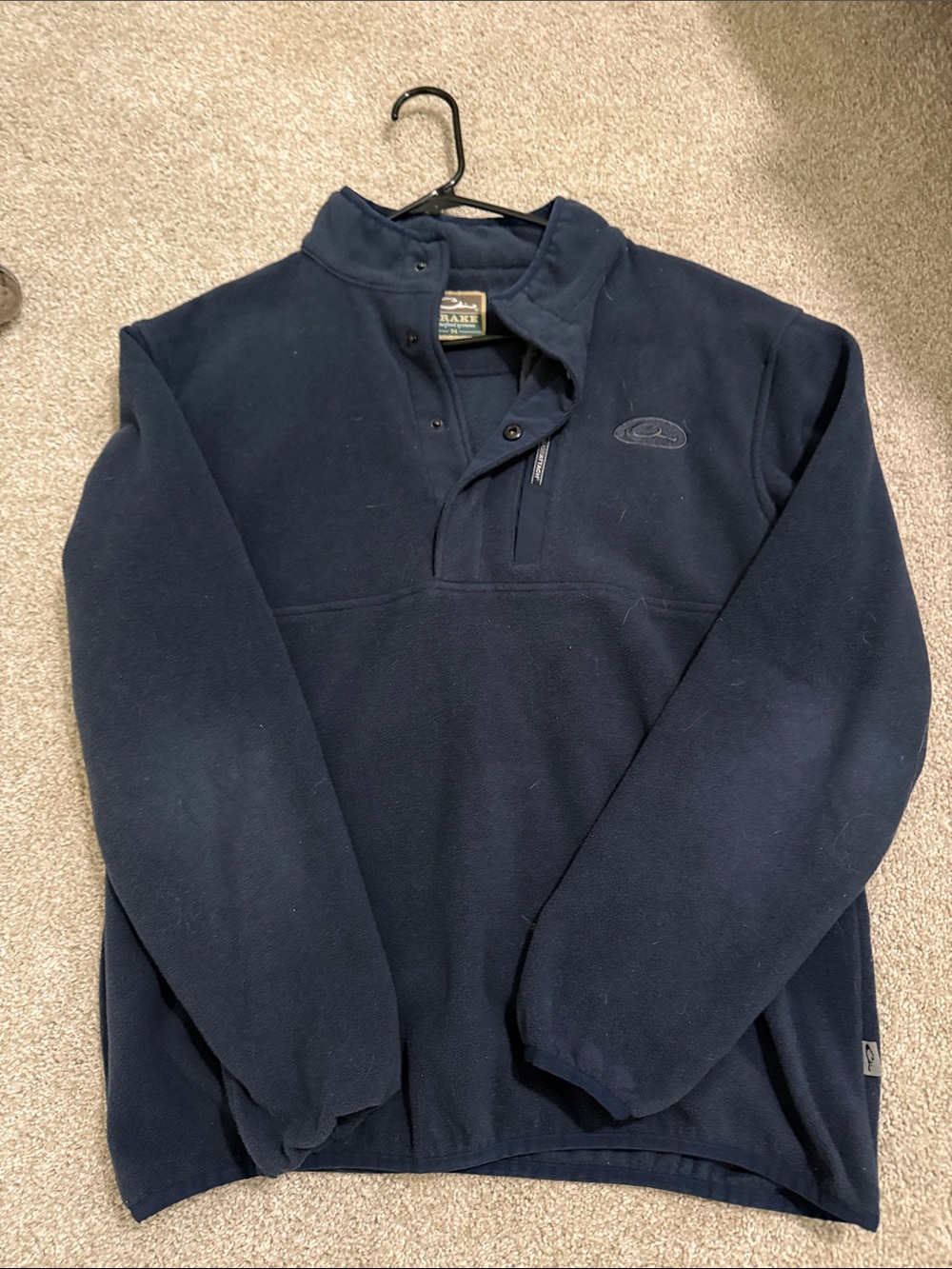 Drake Navy Blue Snap-Quarter Fleece Pullover Sweatshirt